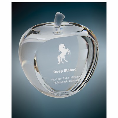 3 3/4" Crystal Apple with Flat Face Award